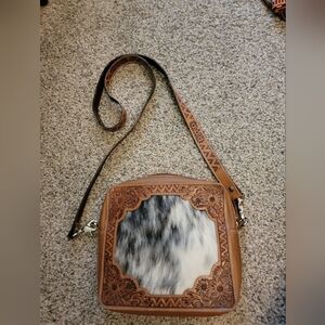 Brown and White Leather Myra Bag
